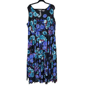 Jessica London Flyaway Maxi Dress Plus Size 22W Floral Sleeveless Flowy Chiffon
